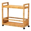 bali & pari Genet Modern Bohemian Natural Brown Rattan and Teak Wood 2-Tier Kitchen Cart - 2 of 4