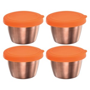 Unique Bargains Stainless Steel Picnic and Travel Salad Dressing Container with Lids Orange - 1 of 4