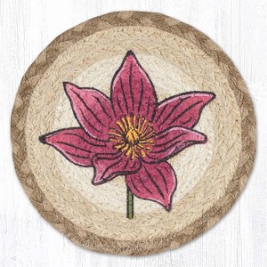 Earth Rugs Lily Round Large Coaster – 7"x7" Braided Jute Floral Rustic Accent Coaster - 1 of 3