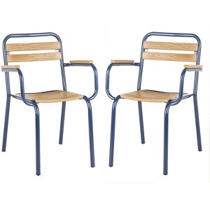 Rayton Chair (Set Of 2) - Indoor/Outdoor - PAT4039 - Brown/Blue - Safavieh - 1 of 4