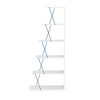 Modern 5 Tier Ladder Bookshelf Organiser, Narrow Bookshelf for Small Spaces Office Furniture Bookcase, White/Blue - 3 of 4