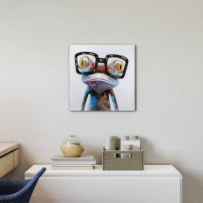 Colorful Hipster Frog Acrylic Canvas Wall Art, 20x20