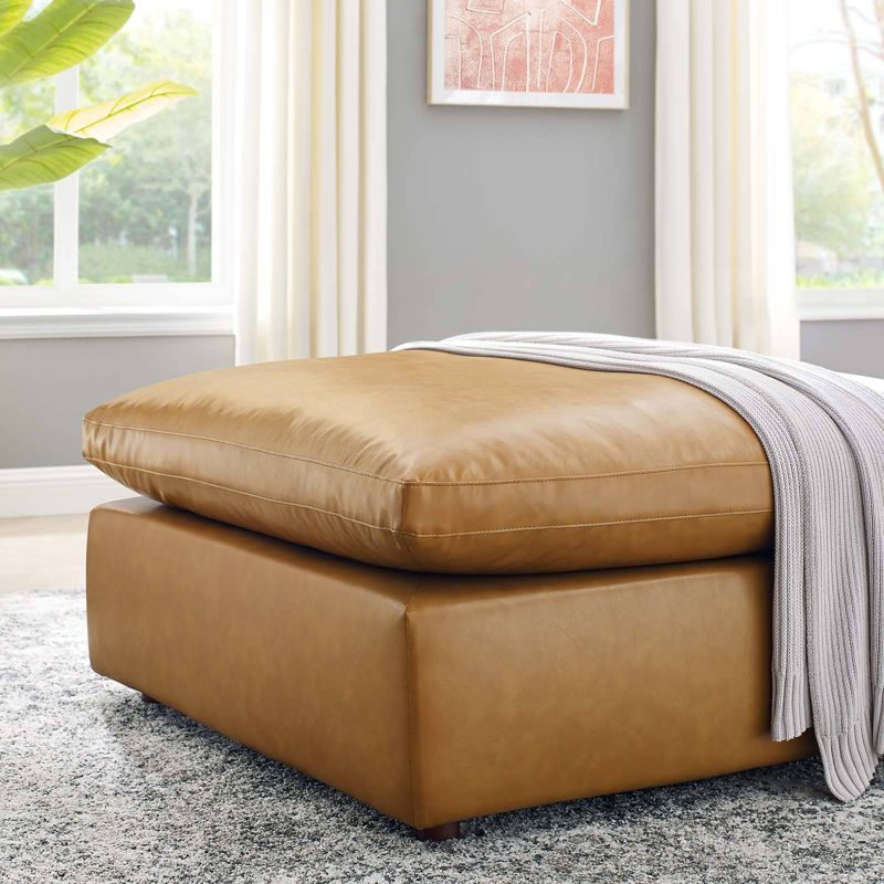Commix Down Filled Overstuffed Vegan Leather Ottoman Tan - Modway, 6 of 8