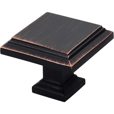 attop 10 Pack Oil Rubbed Bronze Cabinet Knobs, 1.3 Inch(32mm) Kitchen Cabinet Hardware Square Knobs for Cupboard and Drawer