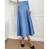 Women's 2025 Satin Midi Skirt - Elegant High Waist A-Line for Cocktail & Wedding Events Blue - 2 of 4