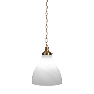 Toltec Lighting Juno 1 - Light Pendant in  New Aged Brass with 11.75" White Marble Shade - 1 of 1