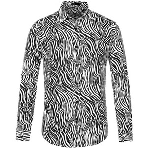 Lars Amadeus Men's Animal Print Button Down Long Sleeve Vintage Shirt - 1 of 4