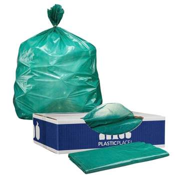 Plasticplace 40-45 Gallon Trash Bags, Green (100 Count)