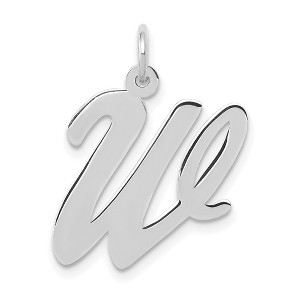 Black Bow Jewelry 14k White Gold, Madison Collection LG Classic Script Initial W Pendant - 1 of 4