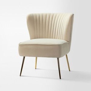 Quentin Velvet Accent Side Chair with Golden Metal Base | Karat Home - 1 of 4