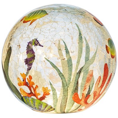 The Lakeside Collection Glass Globe With Fairy Lights Themed Butterfly Hummingbird Or Sea Life - Sealife