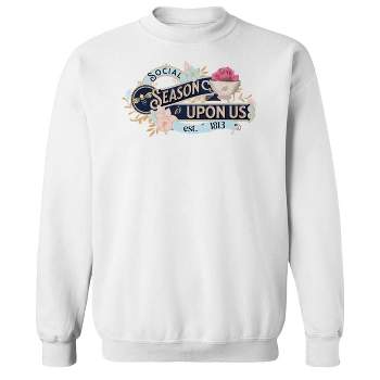 Rerun Island Women's Social Seasons Long Sleeve Oversized Graphic Cotton Sweatshirt - White M