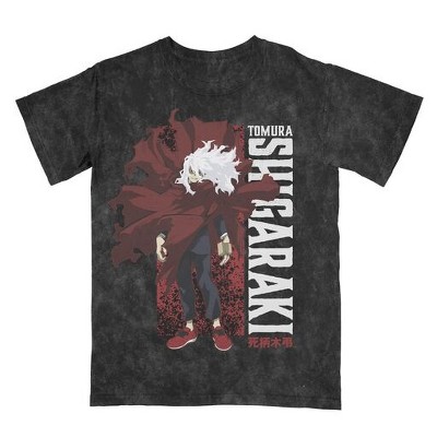 My Hero Academia Tomura Shigaraki Men's Black Mineral Wash Oversized Crew Neck Short Sleeve T-shirt