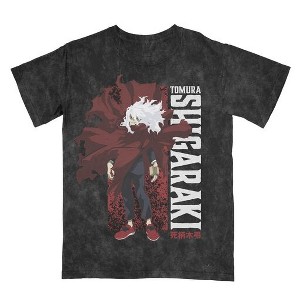 My Hero Academia Tomura Shigaraki Men's Black Mineral Wash Oversized Crew Neck Short Sleeve T-shirt - 1 of 1