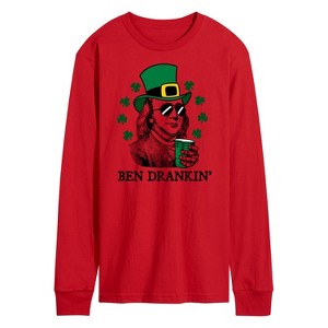 Men's - Instant Message - St Paddys Ben Drankin Long Sleeve Graphic T-Shirt - 1 of 4