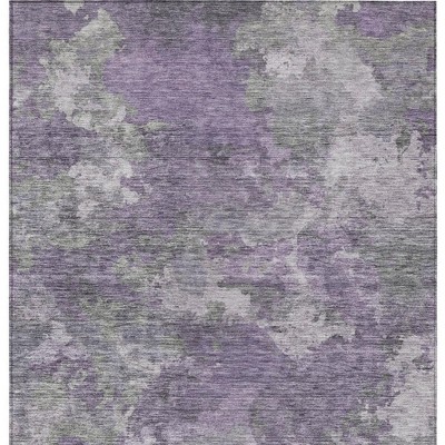 Purple And Gray Abstract Washable Indoor Outdoor Area Rug