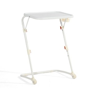 FurnitureR Adjustable Folding TV Tray with 4 Height & 3 Tilt Angle, Foldable Dinner Trays Laptop Snack Table with Cup Holder Sofa, 3PCS. White - 1 of 4