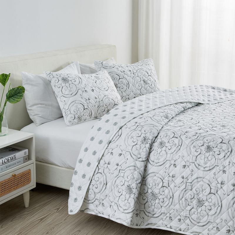 Reversible Floral Quilted Coverlet Set with Shams, 4 of 7
