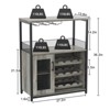 36 Inch Tall Bar Cabinet, Adjustable Shelves Wine Rack Table with Removable Wine Rack and Mesh Door - 2 of 4