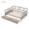 Full Size Daybed with Storage Drawers & Guard Rails, Solid Pine Wood Platform Bed for Bedroom or Guest Room-Baofuwish - 4 of 4
