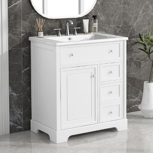 NicBex 30" Bathroom Storage Cabinet with Sink, Morden Bathroom Vanity, 1 Spacious Cabinet Door and 2 Drawers for Bathroom - 1 of 4