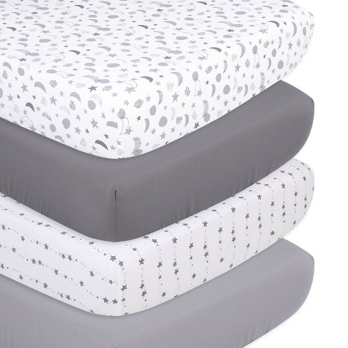 The Peanutshell Fitted Crib Sheets Gray Celestial Moon And Stars 4pk Target