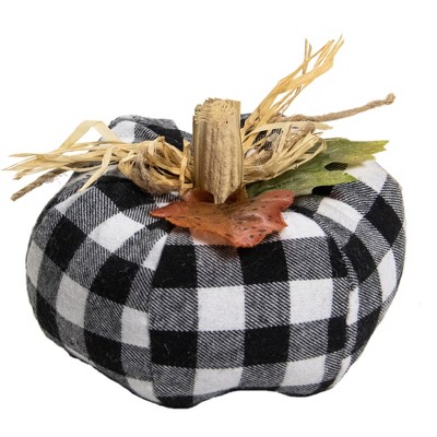 Northlight 5" White and Black Plaid Fall Harvest Tabletop Pumpkin