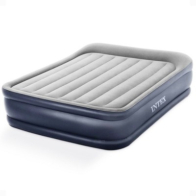 INTEX 64135ED Dura-Beam Plus Deluxe Pillow Rest Air Mattress: Fiber-Tech – Queen Size – Built-in Electric Pump – 16.5in Bed Height – 600lb Weight