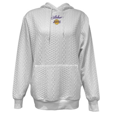 NBA Los Angeles Lakers Women's Long Sleeve Crusive Textured White Hooded Sweatshirt - M