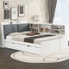 1 Full Bed Frame with Storage, White Solid Wood Platform with Trundle and Shelves for Bedroom Organization - Baofuwish - 3 of 4