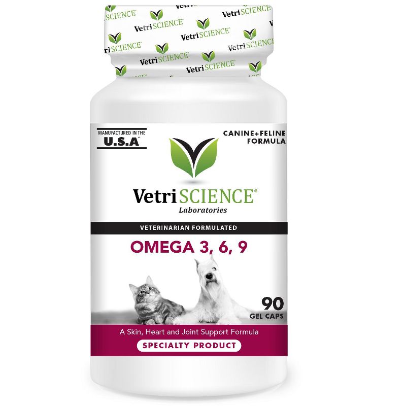 VetriScience Omega 3,6,9 Skin and Joint Health for Dogs & Cats, Fish Flavor, 90 SoftGels, 1 of 4