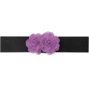INSPIRE CHIC Women's Elastic Wide Double-Flower Stretch Corset Waist Belt 1 Pc - 1 of 4