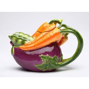 Kevins Gift Shoppe Ceramic Eggplant and Carrots Teapot