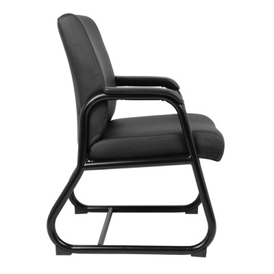 Sleek Minimalist Heavy Duty Guest Chair in Black Caressoft