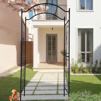 NicBex Metal Garden Arch Trellis L43.2" x W17.64" x H90.48" Plant Trellis Outdoor Anti-Rust Arched Garden Trellis, Black