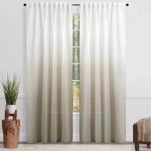 Chanasya 2pk Gradient Ombre Faux Belgian Flax Semi Sheer Window Curtain Panels - Set of 2 - 1 of 4