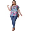 Agnes Orinda Women's Plus Size V Neck Ruffle Short Sleeve Boho Floral Casual T-Shirt - 3 of 4