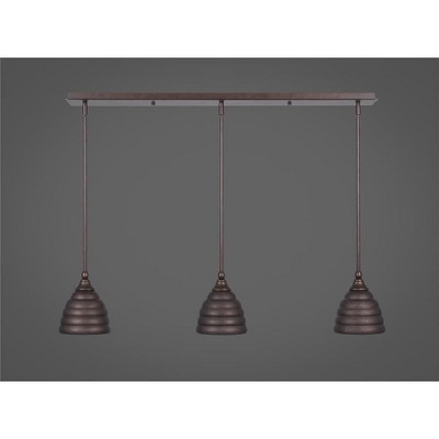 Toltec Lighting Any 3 - Light Chandelier in  Bronze with 7" Bronze Beehive Metal Shade Shade