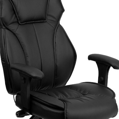 Black High Back Leather Executive Swivel Office Chair with Adjustable Arms