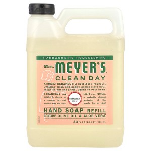 Mrs. Meyers Clean Day Hand Soap Refill, Geranium, 33 fl oz (975 ml) - 1 of 2