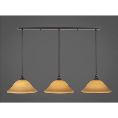 Toltec Lighting Any 3 - Light Chandelier in  Dark Granite with 12" Cayenne Linen Shade