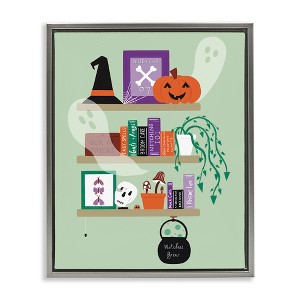 Stupell Industries Witchy Halloween Bookshelf Floating Frame Canvas Art - 1 of 4