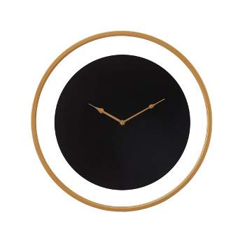 24"x24" Metal Wall Clock with Gold/Black - Olivia & May
