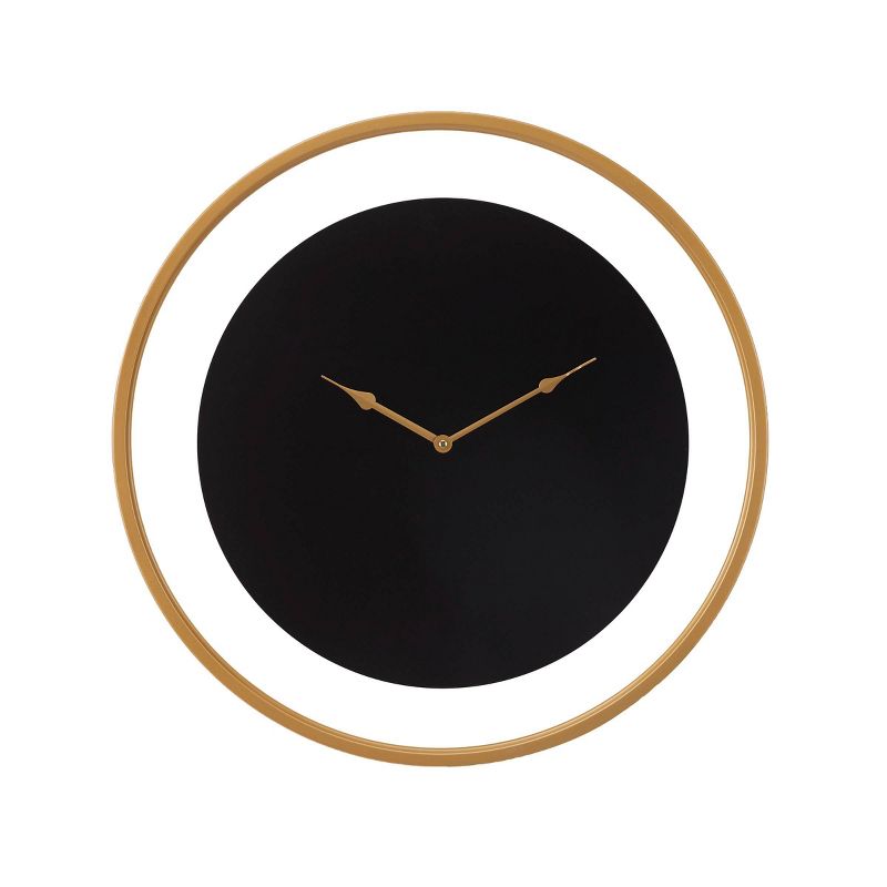 24&#34;x24&#34; Metal Wall Clock with Gold/Black - Olivia &#38; May, 1 of 6