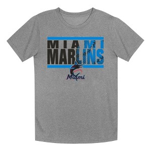 MLB Miami Marlins Boys' Gray Poly T-Shirt - 1 of 1