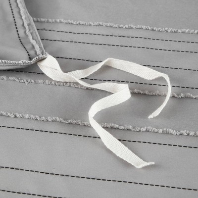 Gray Twin/Twin XL Clip Jacquard Duvet Cover Set with Decorative Pillow