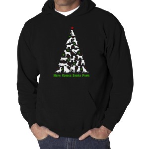 LA Pop Art Here Comes Santa Paws - Men's Word Art Hooded Sweatshirt - 1 of 4