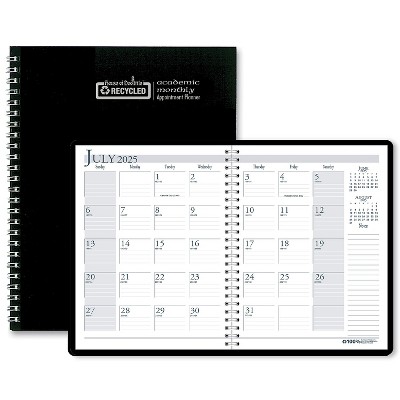 2025-2026 House of Doolittle 8.5" x 11" Academic Year Monthly Planner Faux Leather Cover Black