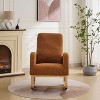 CAVINAS 27.2"W Upholstered Rocking Chair with Wingback Design and Side Pockets, Soft Polyester Nursery Glider Chair with Rubber Wooden Legs - 3 of 4