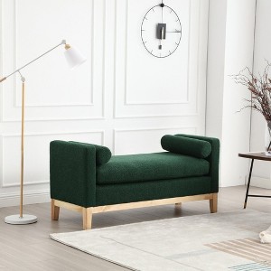 NicBex Elegant Upholstered Bench,Modern Ottoman with Wood Legs & Bolster Pillows for Living Room,Entryway - 1 of 4